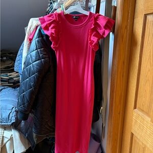 Ruffled Fuscia sweater dress